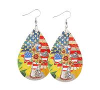 Moon Star Earrings Set 12 Pairs Leather Earrings Set for Women Lightweight Faux Leather Teardrop Earring 4th of July Jewelry Small Silver Studs For Women (Watermelon Red, 7. 5x3. 5cm)