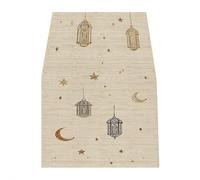 Moon Star Gloden Ramadan Table Runner, Seasonal Summer Holiday KitchenDining Table Decoration, Islamic Happy Holiday Rectangle KitchenDinner Ramadan Decorations, for Homes Party Decor 70.87" x 13.78"