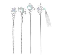 Moon Star Hairpin 4pcs Hair Stick Crystal Silver Metal for Women