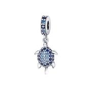 Moon Star Hamsa Wedding Engagement Locket Butterfly Charm Bead Pendant 925 Sterling Silver Compatible With Pandora Charm Moments Bracelet (Sea Turtle Ocean Crystal Pave)