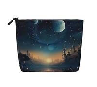 Moon Star Night Toiletry Bags for Women, Portable Travel Cosmetic Bag, Daily Organiser with Zipper