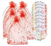 Moon Star Organza Drawstring Gift Bags, Mixed Colour 15x10cm | Candy Pouch, Party Packaging, Fine Workmanship, Easy-close Ties Random Color