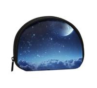 Moon Starry Coin Purse Personalized Coin Bag for Women Men Change Purse Small Wallets with Zipper Mini Shell Coin Pouch Outdoor Shopping Change Storage Bag Handbags Gifts