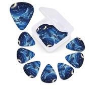 Moon Starry Print Guitar Picks Set of 12 with Custom Organizer Storage Box, Guitar Accessories, Ukulele for Acoustic Guitar, Bass, Valentine's Day Gift