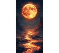 Moon Starry Sky Diamond Painting Art Kits, 5D DIY Adults Kids Diamond Art Kits, Rhinestone Crystal Embroidery Cross Stitch Craft Canvas Painting Accessories, Home Wall Decorations 70x140cm k-997