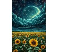 Moon Starry Sky Sunflower 2000 Piece Jigsaw Puzzles for Adults Colourful Fun Challenging & Brainteasing Educational Learning Gift Present for Children Boys Girls 2000 Piece Puzzle for Adults
