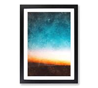 Moon & Stars Above Mashhad in Iran Painting Framed Print | A2 Black Framed Wall Art | Ready to Hang | Modern Space Picture | Living Room Bedroom Lounge Office
