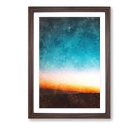 Moon & Stars Above Mashhad in Iran Painting Framed Print | A2 Walnut Framed Wall Art | Ready to Hang | Modern Space Picture | Living Room Bedroom Lounge Office