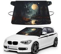 Moon Stars and Planets Car Windshield Snow Cover Winter Guard | Auto front window frost protector waterproof polyester sun shade screen shield fits suv motor vehicles with storage pouch