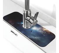 Moon Stars and Planets Faucet Mat for Kitchen Sink Splash Guard 14×38 CM Super Absorbent Diatomite Faucets Suction Pad Faucet Handle Drip Catcher Tray Dish Drying Mat Housewarming Gift