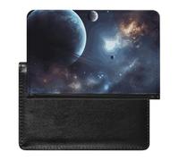 Moon Stars And Planets Passport Holder for Trave Waterproof Travel Wallet Holds Passports Cards Tickets ID Cash
