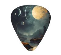 Moon Stars and Planets Print Guitar Picks 12 Pack - Thin Medium Heavy Plectrums for Acoustic Guitar Bass Electric Guitar