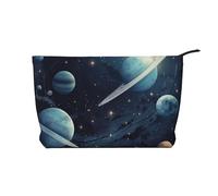 Moon Stars and Planets Printed Corduroy Makeup Bag for Travel & Daily Use, Stylish Pouch Purse Case Cosmetic Bags Organizer for Women