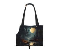 Moon Stars and Planets Printed Portable pet Shoulder Bag, Suitable for Small Dogs and Cats, Shopping and Travel Dual-Purpose Bag