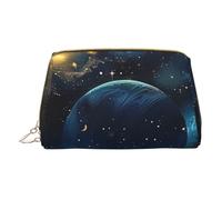 Moon Stars and Planets Printed Small Makeup Bag Portable Leather Make up Bag Travel Zipper Cosmetic Bags Organizer for Women