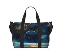 Moon Stars and Planets Printed Travel Bag Duffle Bag for Men Women, Large Water Resistant Gym Bag Weekend Holdall Bag with Shoulder Strap