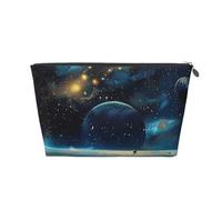 Moon Stars and Planets Printed Travel Cosmetic Bags with Silver Zipper Makeup Organizer Cosmetic Case Toiletry Bag for Women Mom Girls