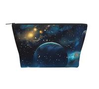 Moon Stars and Planets Printed Travel Makeup Bag Trapeze Cosmetic Bag Makeup Case Toiletry Bag Organiser for Women