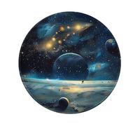 Moon Stars and Planets Prints Round Mouse Pad 4 PCS,Non-Slip Rubber Base Mousepad Mouse Mat for Laptop Computer Office 7.9 x 7.9 Inch