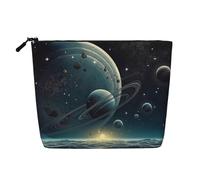 Moon Stars and Planets Toiletry Bags for Women, Portable Travel Cosmetic Bag, Daily Organiser with Zipper