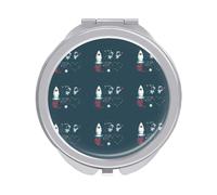Moon Stars Astronaut in Space and Rocket Universe Folding Make Up Mirror, Compact 2X/1X Magnification Mirror, Women Portable Travel Makeup Mirror 2.4 x 2.4 inch