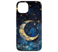 Moon Stars Celestial Faux Stained Glass Night Starry Sky Case for iPhone 13