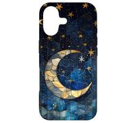 Moon Stars Celestial Faux Stained Glass Night Starry Sky Case for iPhone 17
