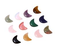 Moon Stones Crystals - Polished Natural | 12-Piece Moon Shaped Crystal Set with Decorative Finish, Spiritual and Home Decor Accessory for Meditation, and Collectible Display