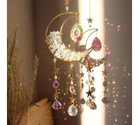 Moon Sun Catcher,Moon Crystal Dream Catcher,Meditation Crystal fit for Window Home Garden Decorations Room Car Garden Party Wedding Decor (White)