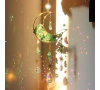 Moon Sun Catcher,Moon Crystal Dream Catcher,Meditation Crystal fit for Window Home Garden Decorations Room Car Garden Party Wedding Decor (Green)