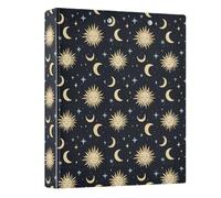 Moon Sun Star Pattern 3 Ring Binder 1.5 Inch Round Ring Binder View Binder Holds 200 Documents for Home School Office Use