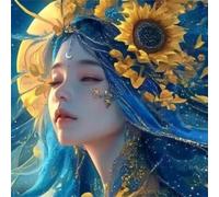 Moon Sunflower Goddess 60 Piece Jigsaw Puzzles for Adults, Colourful, Fun, Challenging and Brainteasing Adults jigsaw puzzles 60 Pieces, Beautiful Decoration Puzzle