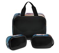 Moon Sunset Sea Dolphin Makeup Bag for Women Men, Dolphin Translucent Cosmetic Bag Wash Pouch Shower Bag 3 Pcs Travel Toiletry Toiletries Cosmetic Organizer