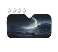 Moon Surface Car Windshield Sunshade - Fits Cars, SUVs, Trucks, Automotive Sun Screen, White, 55 X 30in