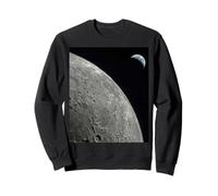 Moon Surface Close View With Earth Crescent Astronomy Sweatshirt