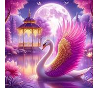 Moon Swan Diamond Art Kits for Adults,5D Lake Scenery Diamond Painting Kits for Beginner DIY Square Full Drill Rhinestones Embroidery Cross Stitch Diamond Dots Craft for Home Wall Decor Gifts 70x70cm