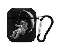 Moon Swing Wireless Bluetooth Earbud Case Compatible with Airpods 1/2 Earphone Cover Pouch with Stainless Steel Carabiner