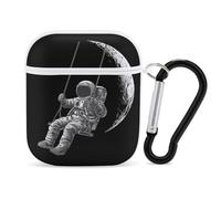 Moon Swing Wireless Bluetooth Earbud Case Compatible with Airpods 1/2 Earphone Cover Pouch with Stainless Steel Carabiner