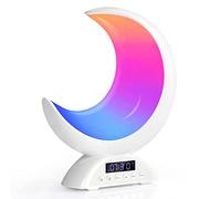 Moon Table Lamp with Time Alarm Clock, RGB Adjustable Light with Bluetooth, with Scene Mode and Music Mode, Warm White LED Moon Light, Suitable for Home Decoration, Bedroom Living Room Desk.