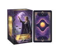 Moon Tarot Deck - Portable Divination Cards, 5.31 Inches Purple Mystic Set with Theme Design, Card Game, Spiritual Tool, Oracle Deck for Tarot Reading and Intuitive Guidance Practice Use