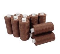 Moon Thread Brown Spun Polyester Sewing Thread - 1000M, Set of 10