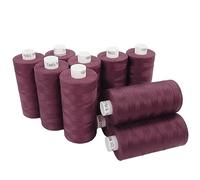 Moon Thread Burgundy Spun Polyester Sewing Thread - 1000M, Set of 10