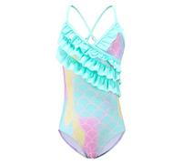 Moon Tree Big Girls Swimming Costume One Piece Swimsuit Mermaid Swimwear Ruffle Bathing Suit Rainbow Age 14-16 Years