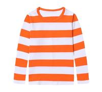 Moon Tree Boys Striped Shirt Kids Cotton T-Shirts Long Sleeve Top Red and Orange 5T/4-5 Years