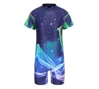 Moon Tree Boys Swimming Costume Kids Short Sleeve Swimsuit Teens Rash Guard 13-14 Years/Age 14