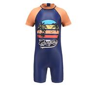 Moon Tree Boys Swimming Costume Kids Short Sleeve Swimsuit Teens Rash Guard Surfing 13-14 Years/Age 14