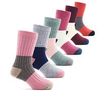 Moon Tree Girls Thermal Socks Kids Wool Winter Warm Crew Socks 6 Pairs Size 9-12 Junior/5-7 Years