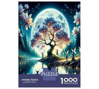 Moon Tree Lake 1000 Piece Jigsaw Puzzle Bundle Tranquil Nature Magic Classic Jigsaw Puzzle Thick Cardboard Teen Puzzle Fans 12-18 Logic Skill After-School Party Game Best Gift Lovers 70x50cm/1000pcs