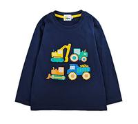 Moon Under the Bridge Boys' Cotton Long-Sleeve T-Shirt Top Navy Construction 5-6 Years