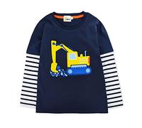 Moon Under the Bridge Boys' Cotton Long-Sleeve T-Shirt Top Navy Digger 4-5 Years